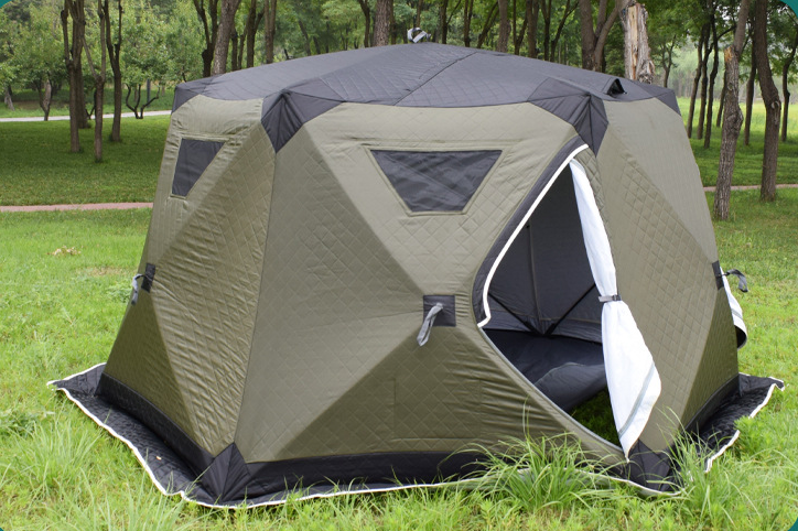 Outdoor Hexagon hub tent portable pop Up custom cube hiking insulated ice fishing tent 6 person winter camping hot tent