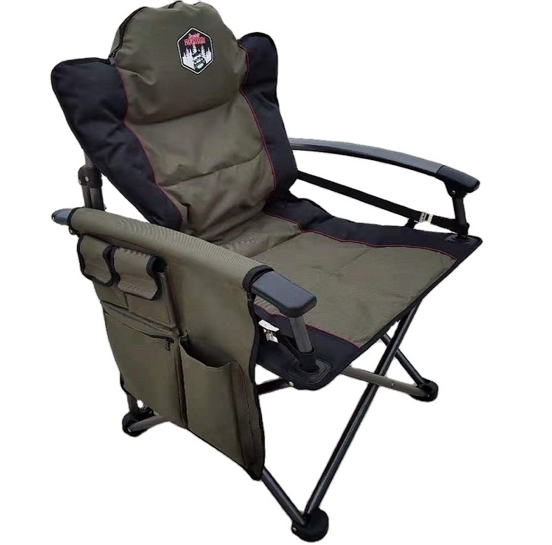 Oversized Portable Camping Folding Chair, Heavy Duty Foldable Outdoor Chair, Camp Chair with Cup Holder and Cooler Bag