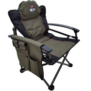 Oversized Portable Camping Folding Chair, Heavy Duty Foldable Outdoor Chair, Camp Chair with Cup Holder and Cooler Bag