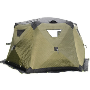 Outdoor Hexagon hub tent portable pop Up custom cube hiking insulated ice fishing tent 6 person winter camping hot tent