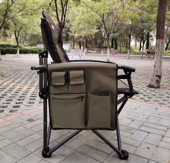 Oversized Portable Camping Folding Chair, Heavy Duty Foldable Outdoor Chair, Camp Chair with Cup Holder and Cooler Bag