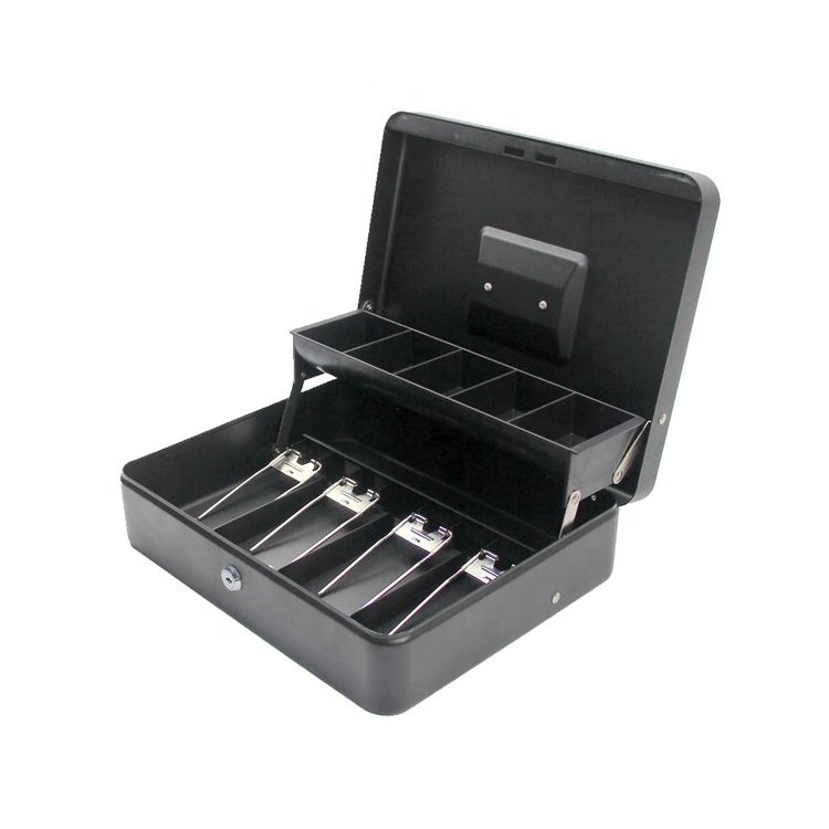 Metal Money Portable Cash Box Drawer With Key Lock