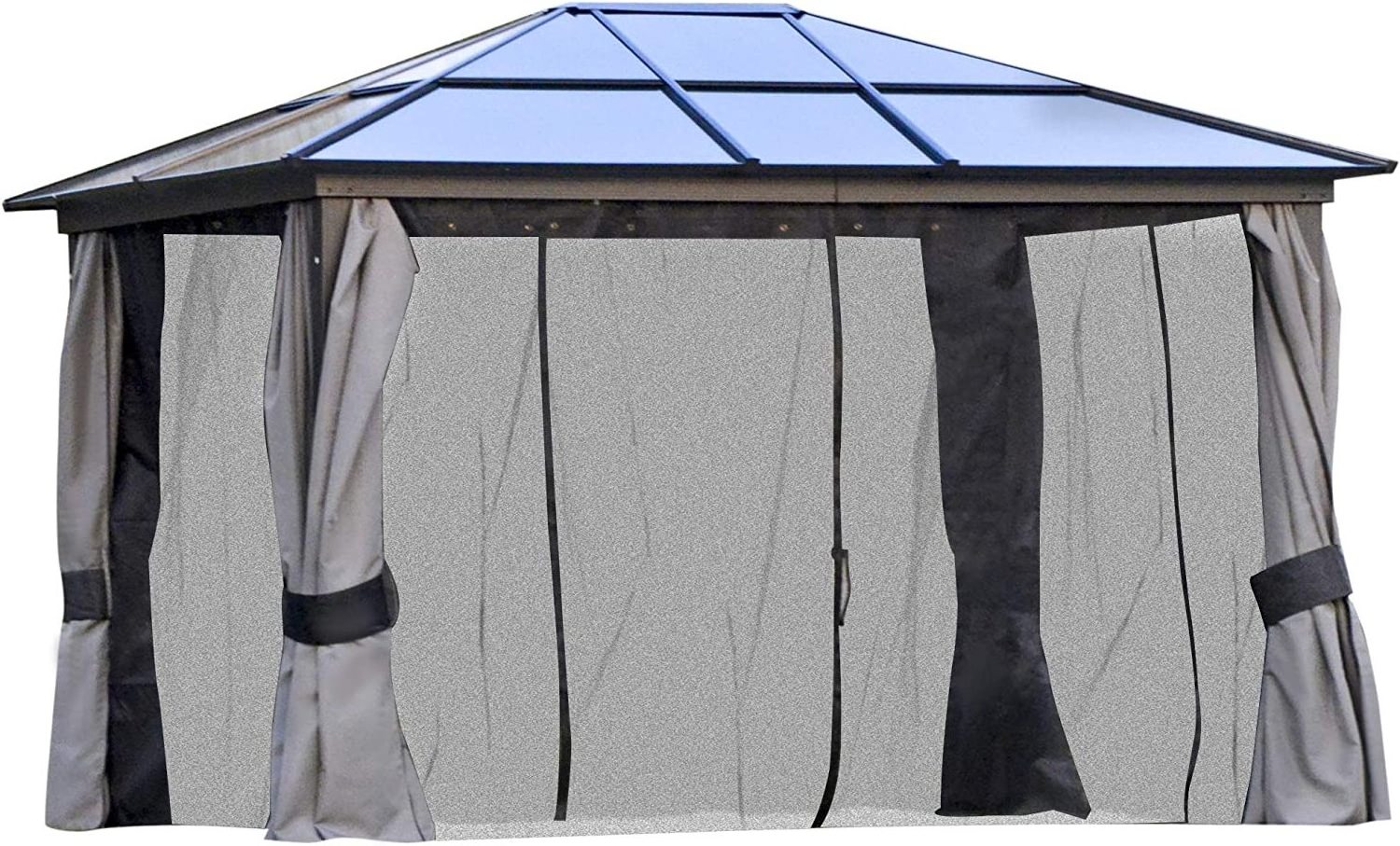 3x3.6m Hardtop Gazebo with Aluminum Frame and Polycarbonate Roof ,With  Textilene Netting  and Curtains