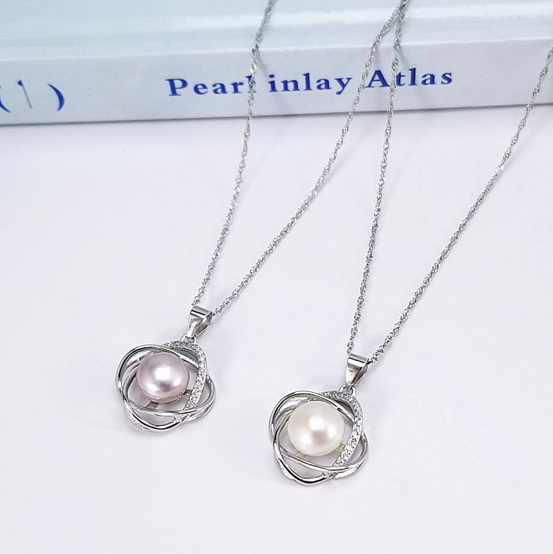 Jewelry Sets 925 Sterling Natural Freshwater Pearl Charm Pendant Necklace Women Simple Real Freshwater Pearl Jewelry Sets