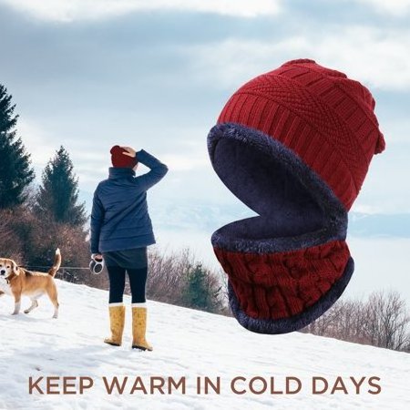 New Winter Women Men wool Hat Warm Scarf Set Knitted Hat Cycling Neck Warmer Beanie Knitted ski mask and Scarf Set