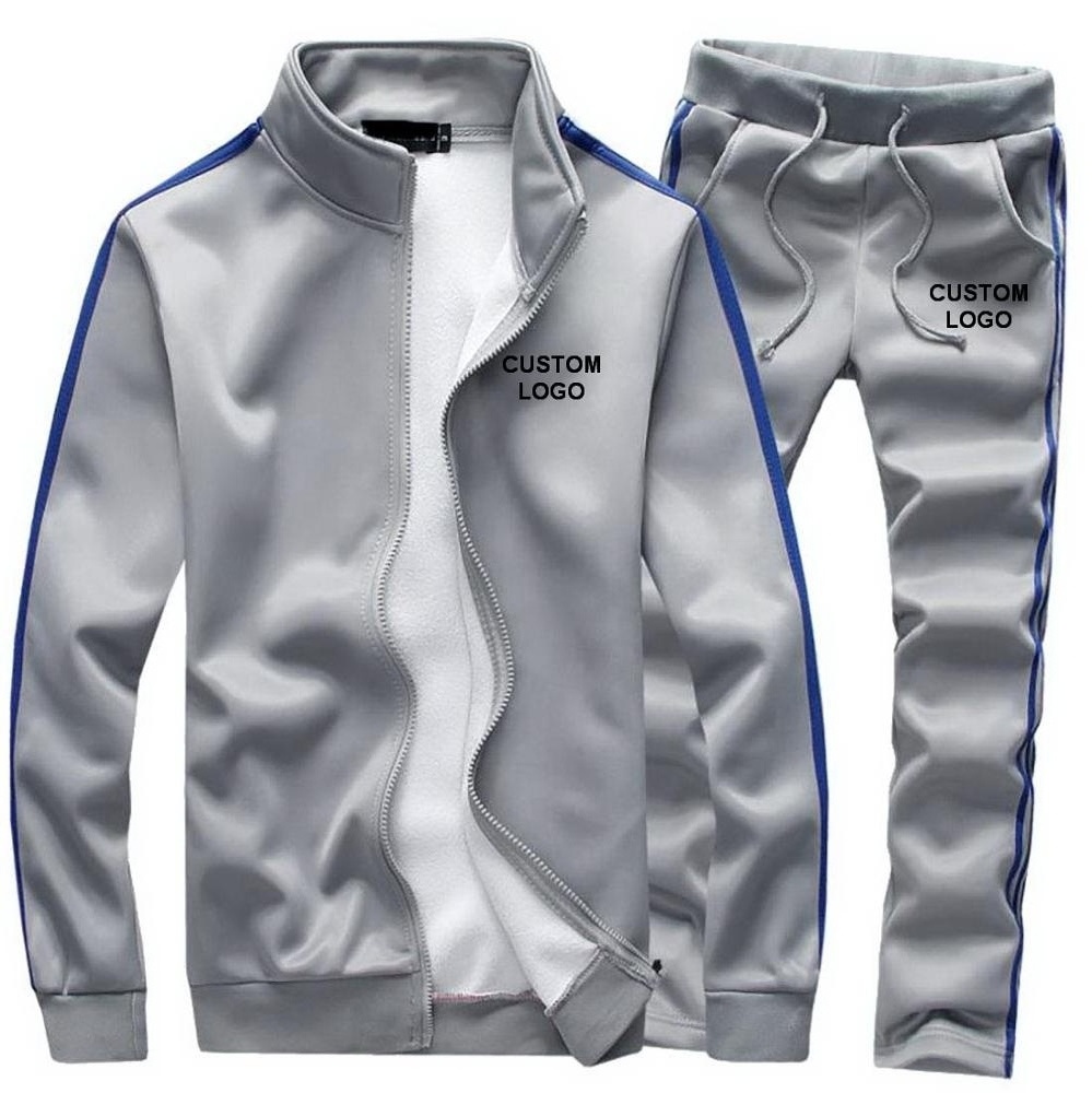 wholesale online sports casual plain high quality custom logo zipper up fleece Tracksuit