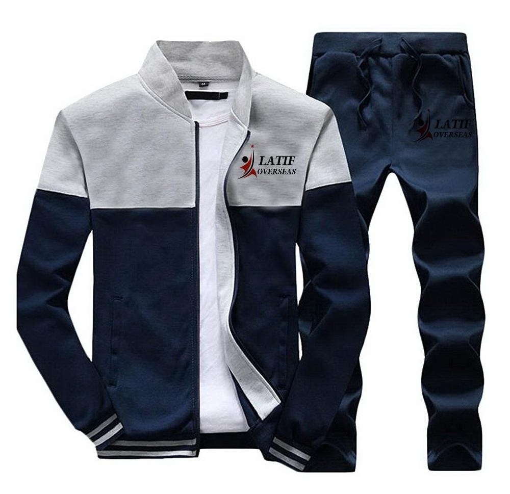 wholesale online sports casual plain high quality custom logo zipper up fleece Tracksuit