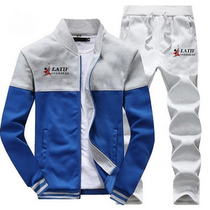 wholesale online sports casual plain high quality custom logo zipper up fleece Tracksuit