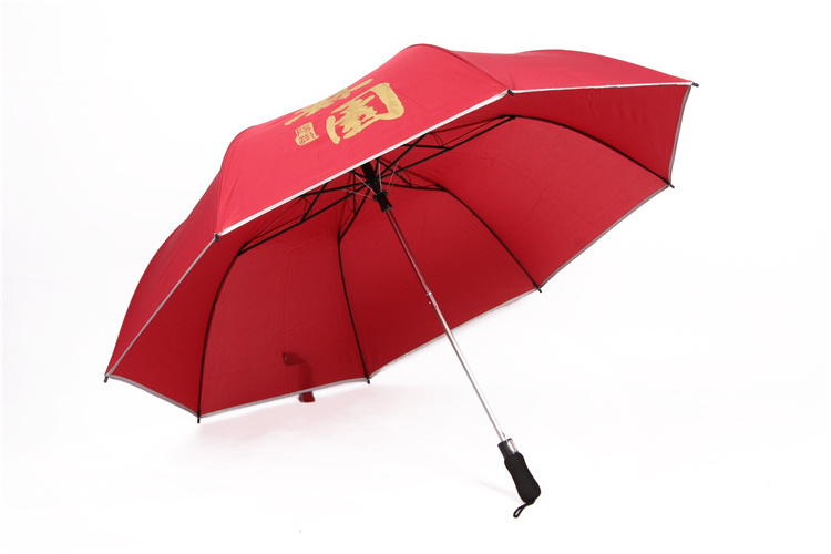 Customized Logo Printing 2 Fold Red Black Green Golf Umbrella with Silver Coating