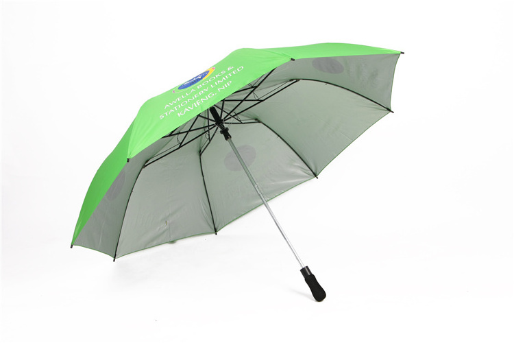 Customized Logo Printing 2 Fold Red Black Green Golf Umbrella with Silver Coating