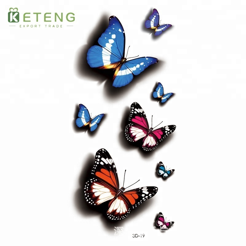 Fancy waterproof women 3d butterfly temporary tattoo sticker