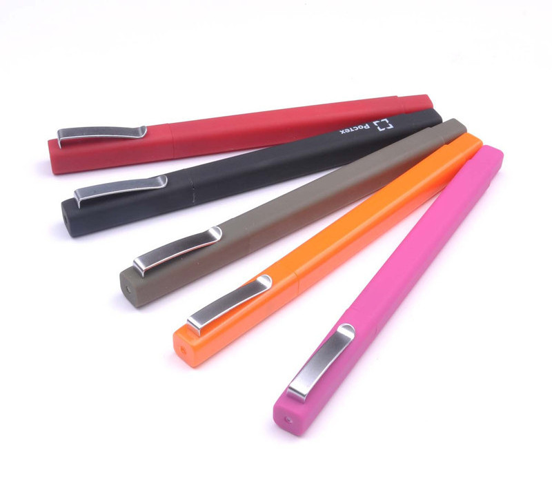 Cheap Plastic Square Ball Pen Rubber Coated Pens with Custom Logo for Promotion