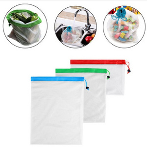 Eco Friendly Reusable Lemon Vegetables Net Polyester Mesh Bag for Shopping Grocery