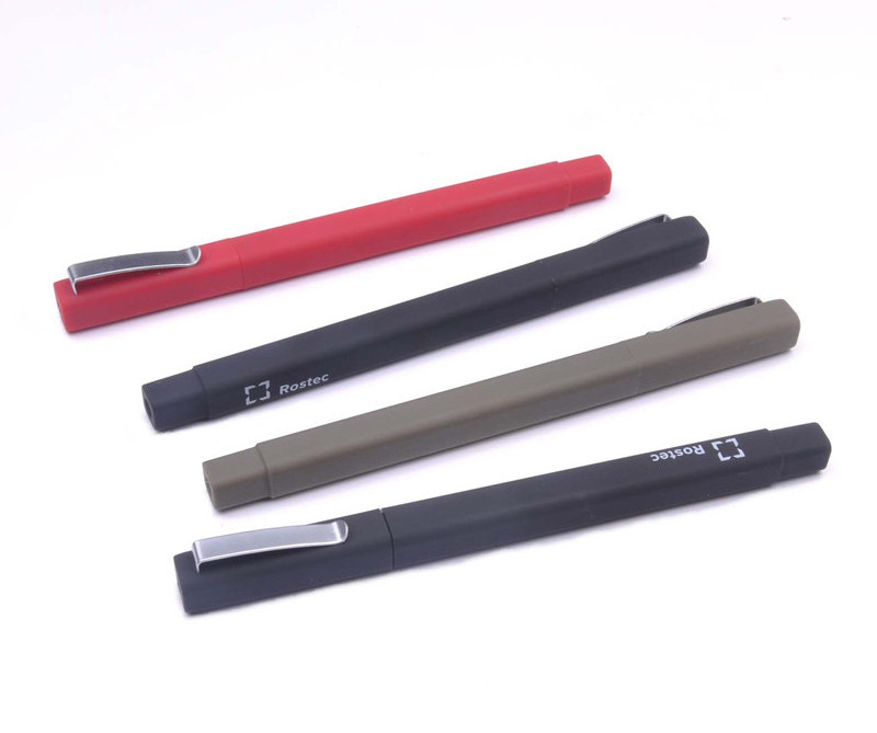 Cheap Plastic Square Ball Pen Rubber Coated Pens with Custom Logo for Promotion