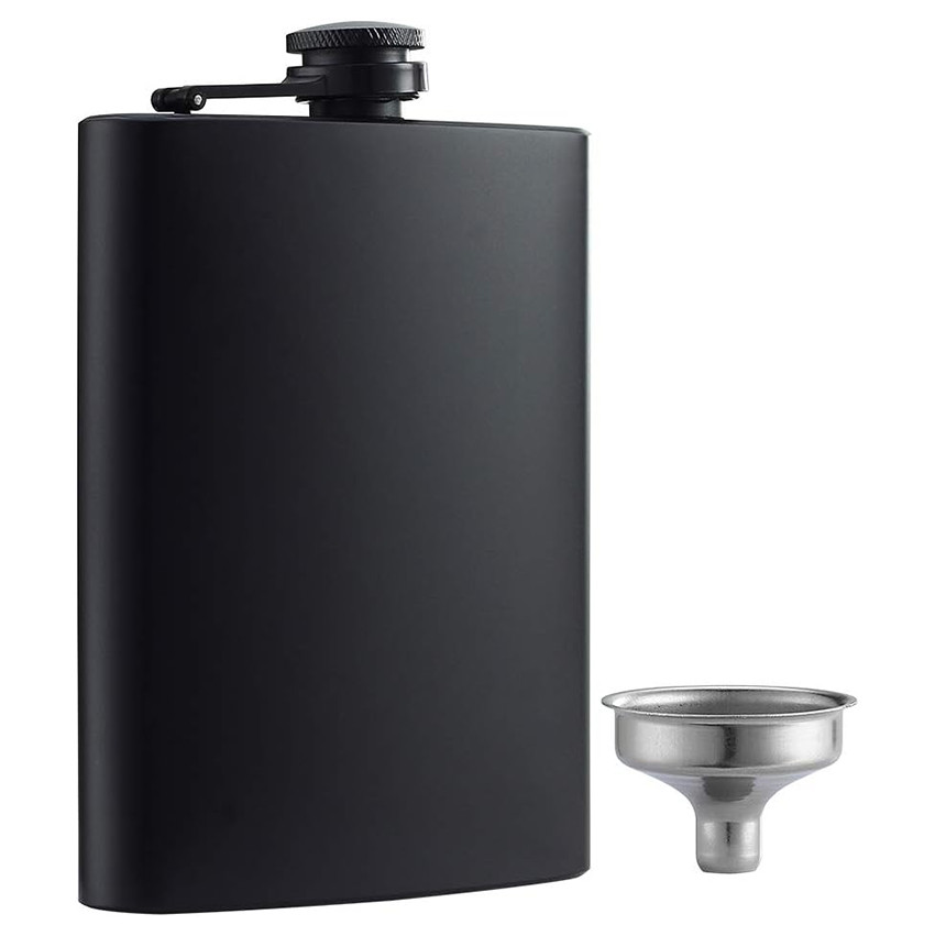 Matte Black 8 Oz Stainless Steel Leakproof Liquor Hip Whisky Flask for Christmas Gift set men