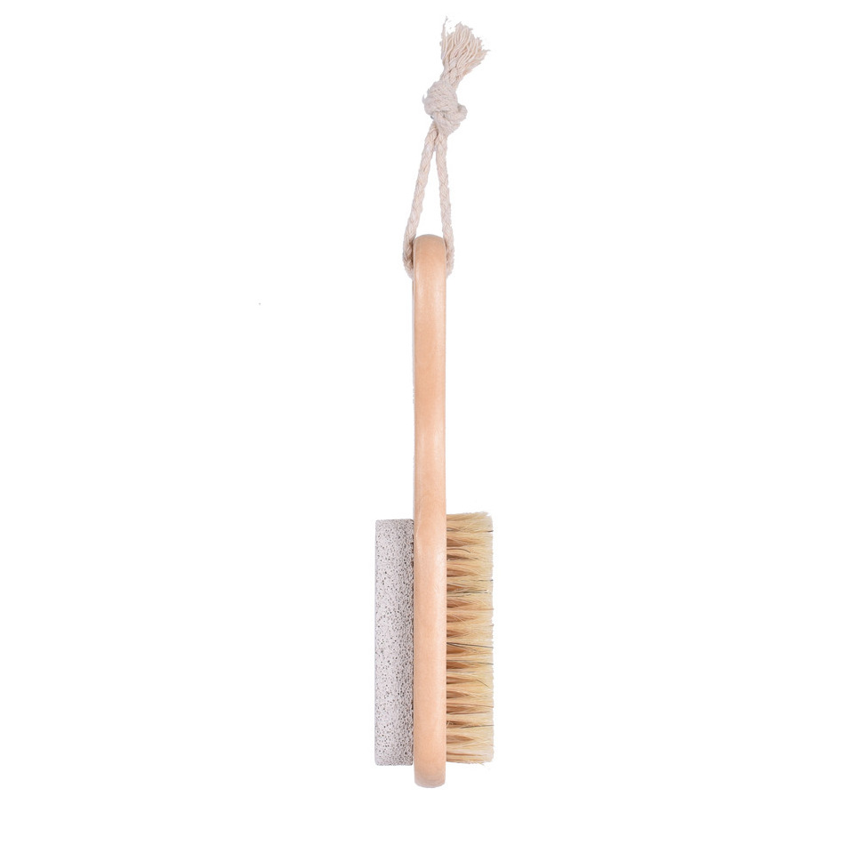 Wholesale Bristle Wood Pumice Stone Foot Brush Long Handle Body Exfoliating Shower Brush for Bath Use