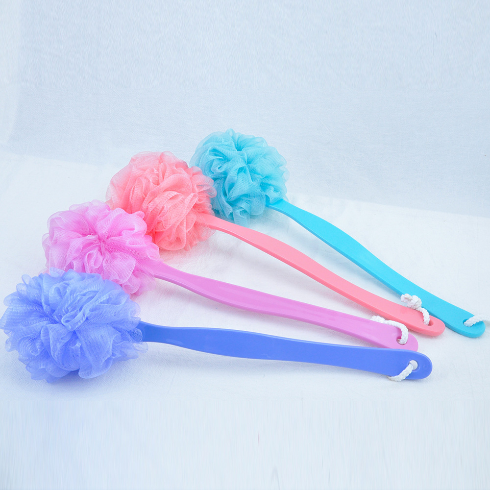 Bath Cleaning Brush Long Handle Hanging Soft Mesh Back Body Bath Shower Scrubber Brush Sponge For Bathroom Shower Brush