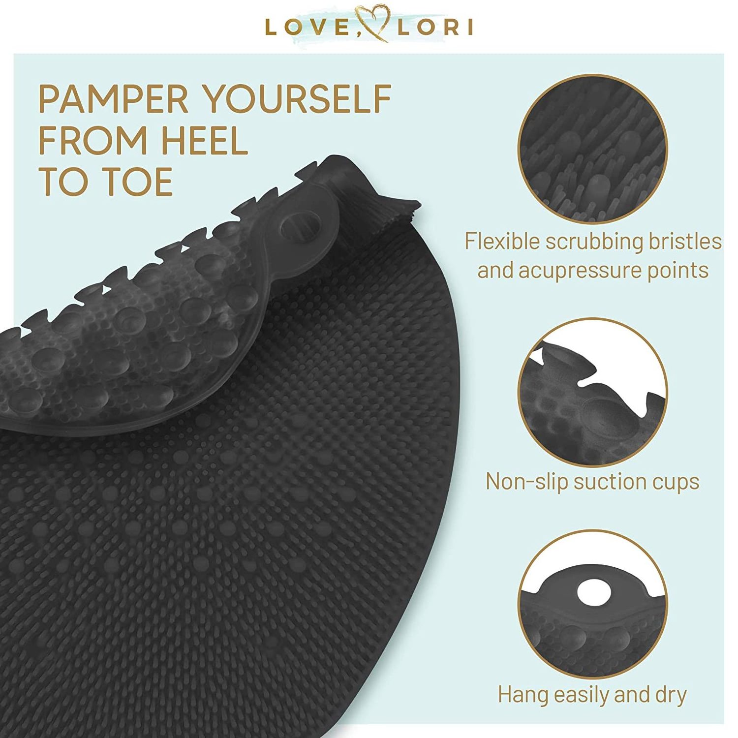 Foot Scrubber for Use in Shower - Foot Cleaner & Shower Foot Massager Improve Circulation, Soothe Achy Feet With Suction Cups