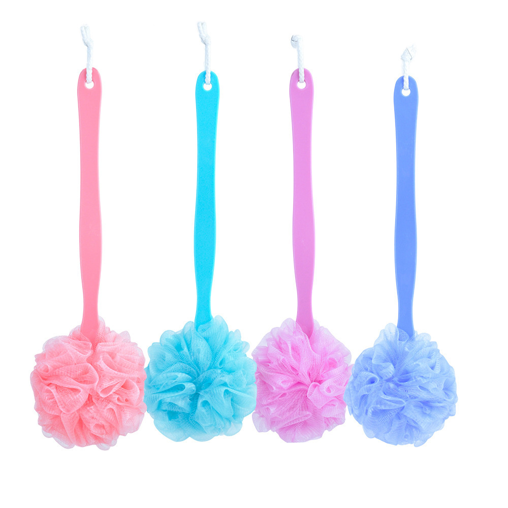 Bath Cleaning Brush Long Handle Hanging Soft Mesh Back Body Bath Shower Scrubber Brush Sponge For Bathroom Shower Brush