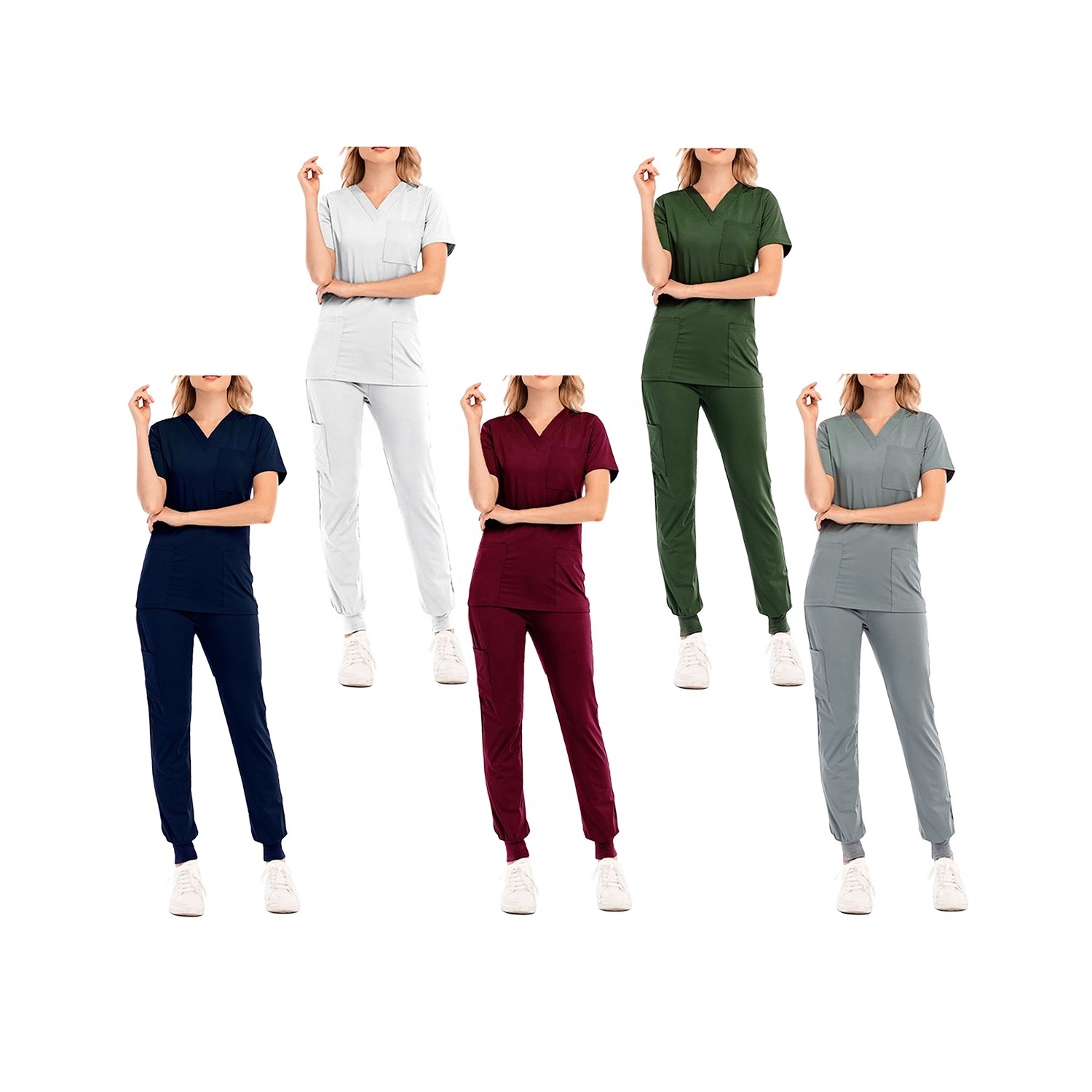 Nurses hospital uniforms stretch spandex pants scrubs suit nursing jogger women scrub sets