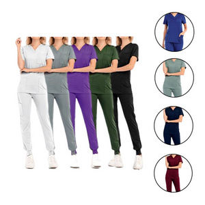 Hot Sale Anti Wrinkle Washable Soft Fabric Nurse Scrubs Hospital Uniform Medical Scrubs Women Jogger Scrubs Sets