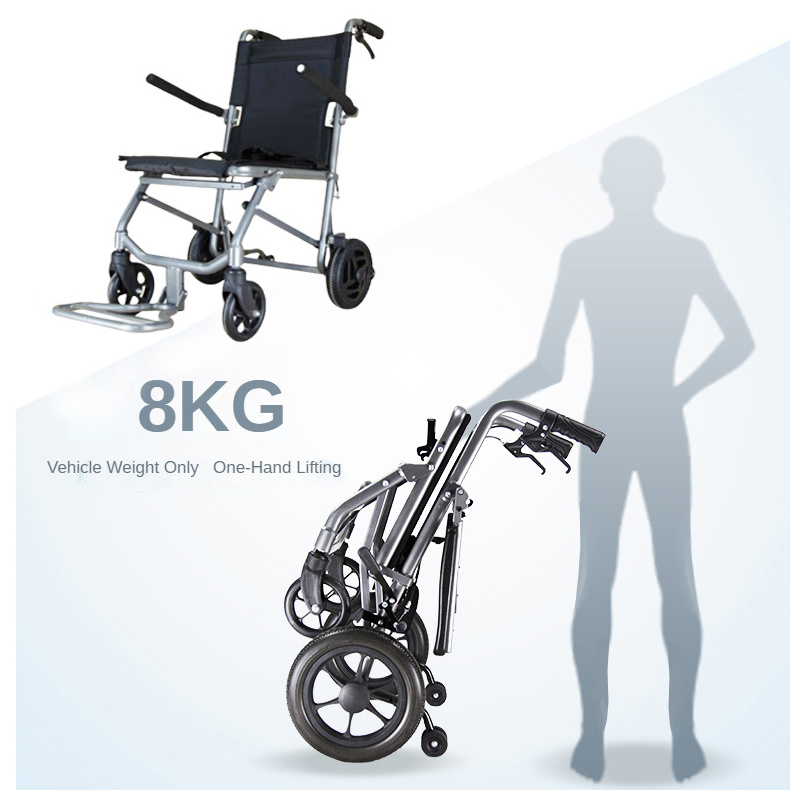 8KG Light folding electric handbike airplane aisle wheelchair electronic-wheelchair front solid tire wheelchair for patient