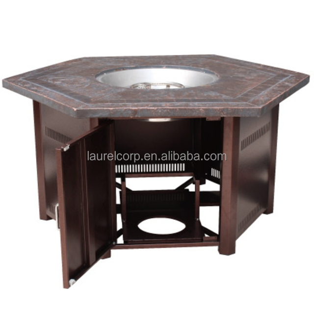 Dual Table Gas Fire Pit with Radiant Heater for foot warming