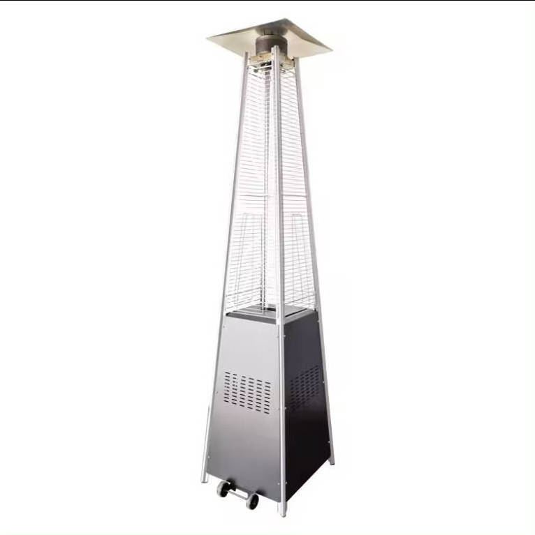 Customized Outdoor Vertical Tower Shape Fire Pit Heater Pyramid Propane Gas Patio Heater With Wheels