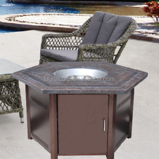 Dual Table Gas Fire Pit with Radiant Heater for foot warming