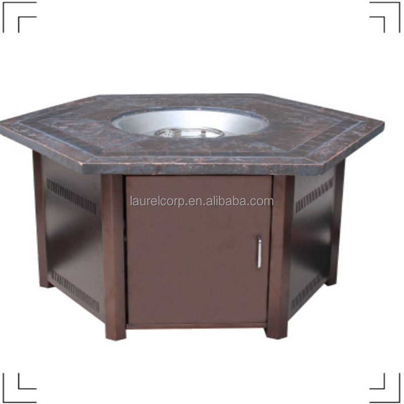 Dual Table Gas Fire Pit with Radiant Heater for foot warming