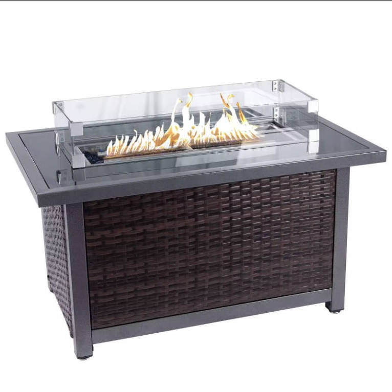 Cheap And High Quality New Design Rectangle Shape Concrete Tabletop Table Top Ethanol Indoor Portable Fire Pit