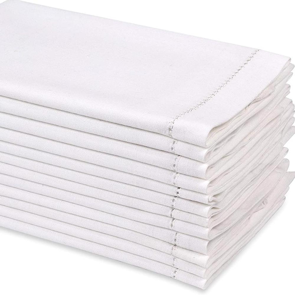 100% Pure Linen Hemstitch Dinner Napkins European Flax Machine Washable Classic Hemstitch linen napkins