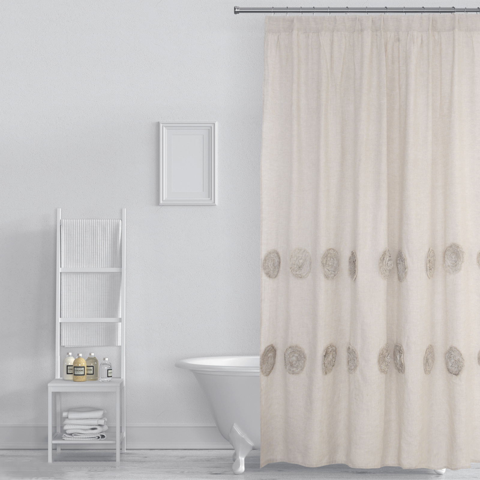 Natural Soft Linen Material Ready-Made Linen Shower Curtain for SPA Bath Decor