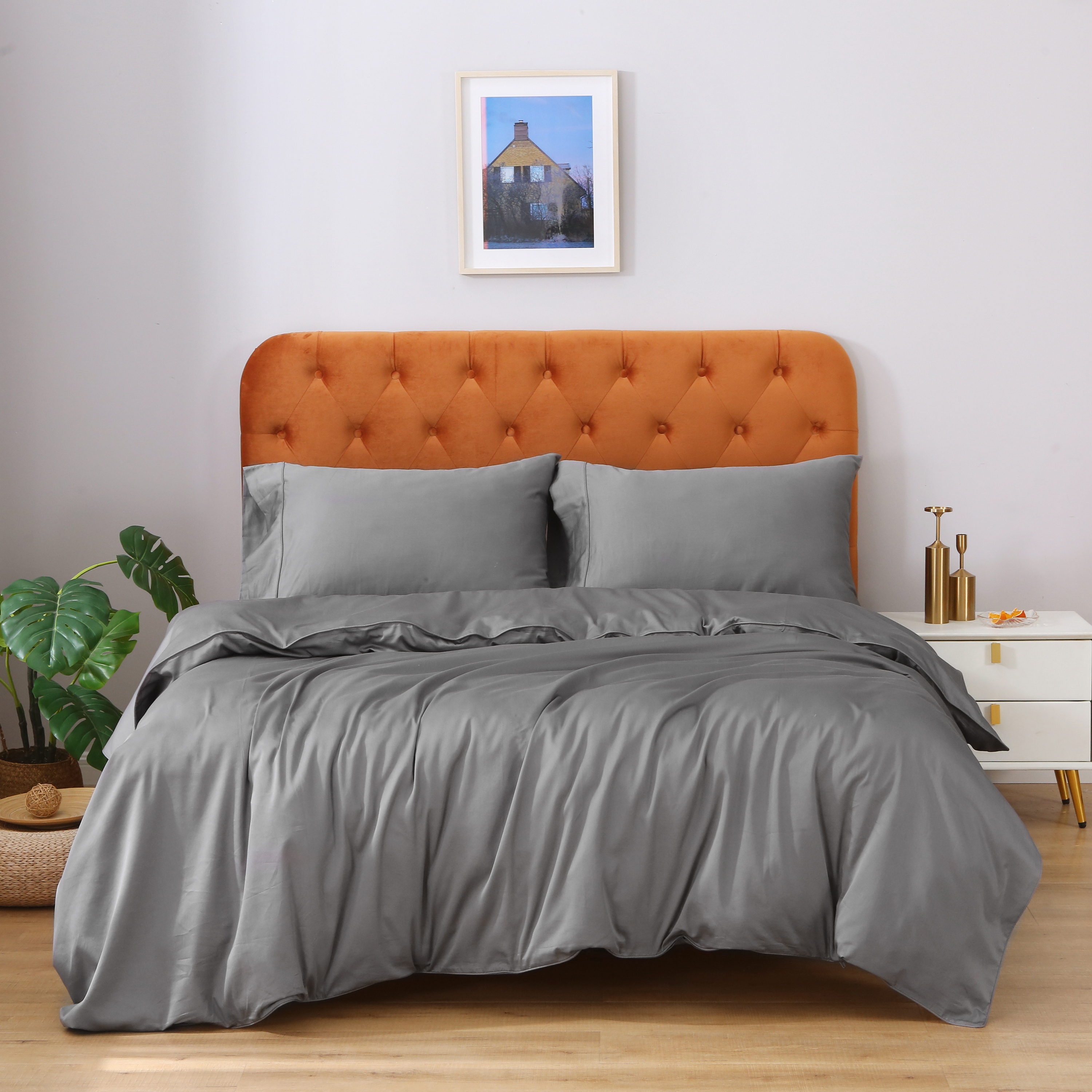 Oeko-tex 100 cotton bedding Hotel bed linen sheet set 300TC 400TC satin Egyptian cotton duvet covers