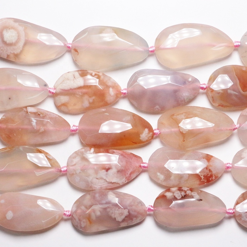 LS-A1089 natural gemstone loose beads sakura slab pendant beads strands Nature Stone Center Drilled Pendant Beads