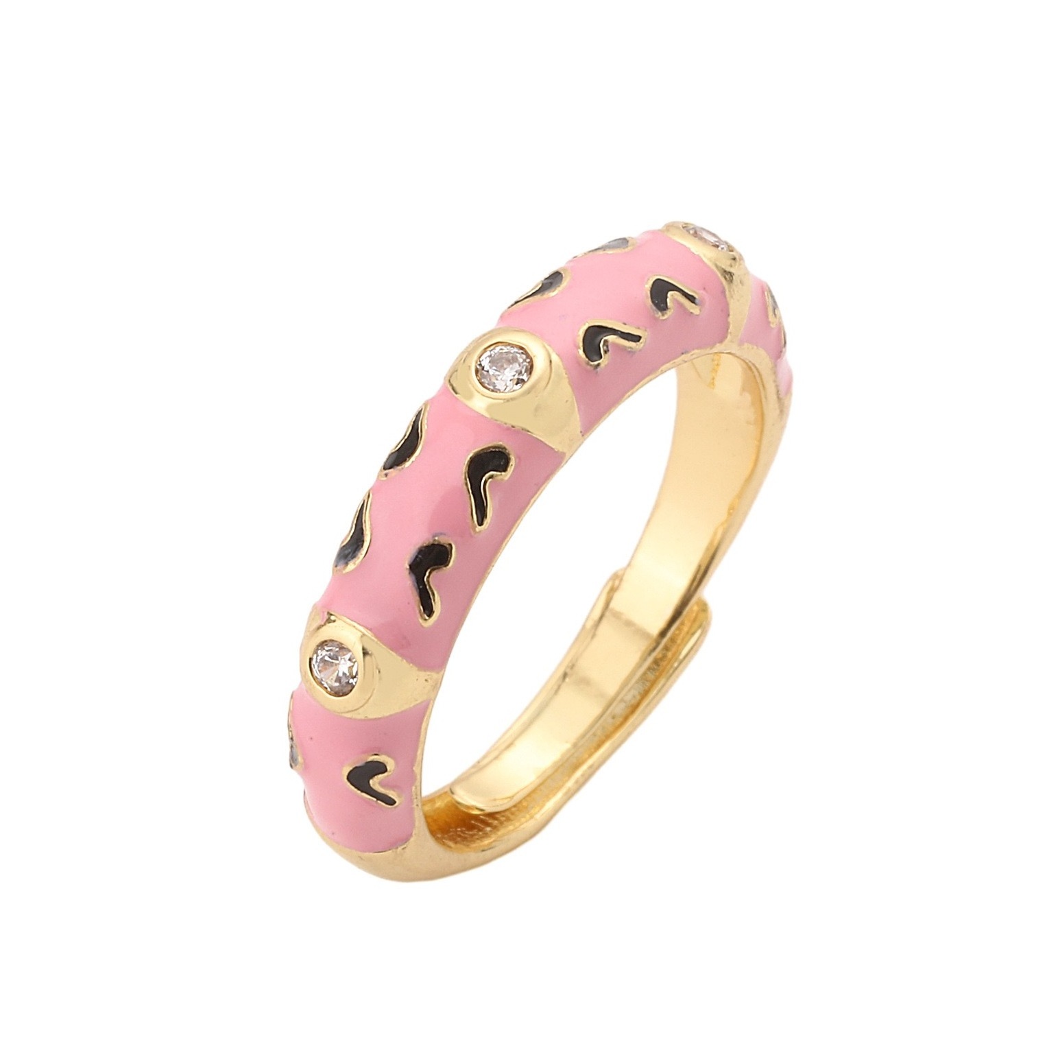 LS- B5049 Beautiful hoop adjustable finger ring jewelry   colorful enamel ring 18k gold ring women fashion