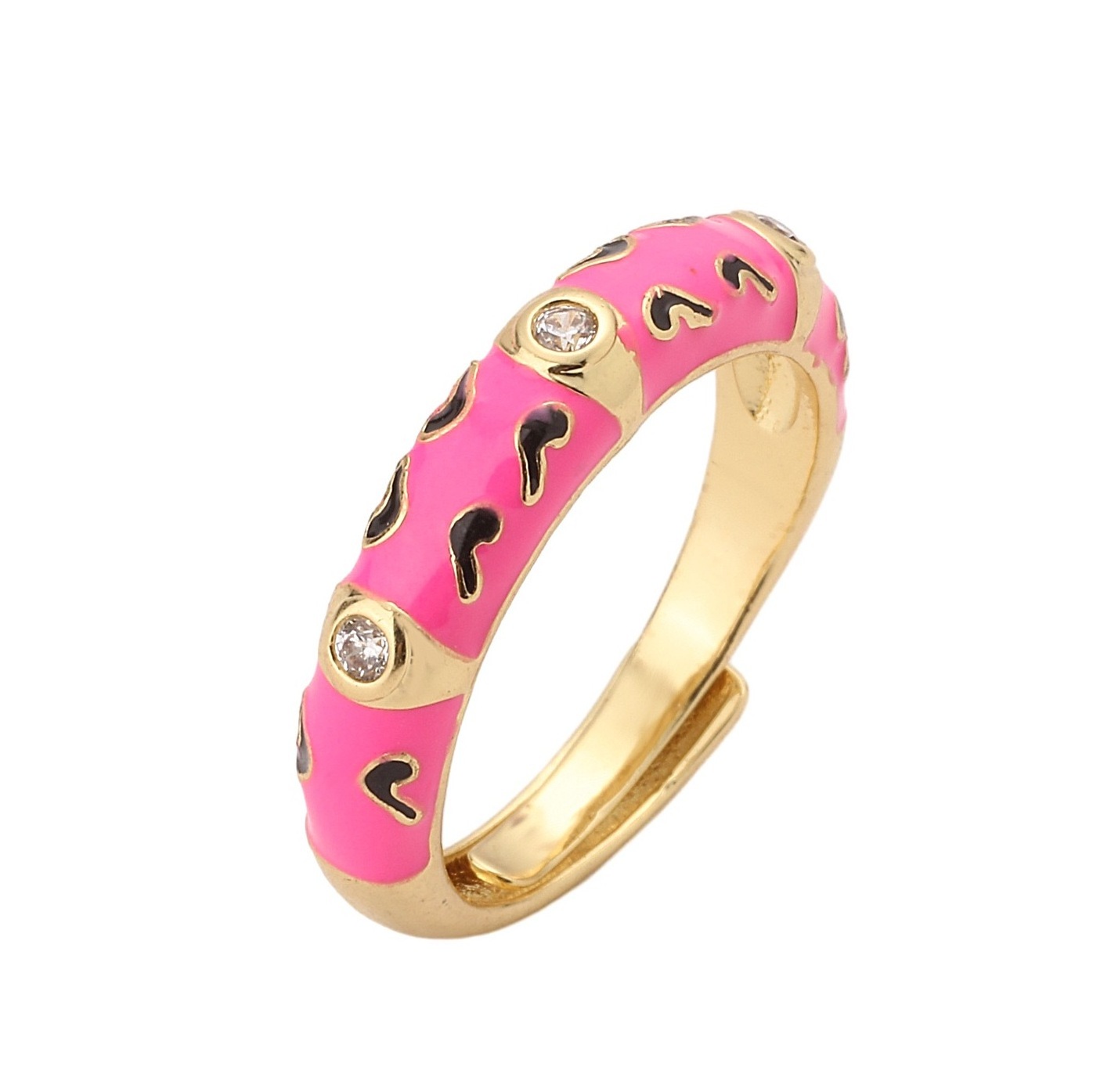 LS- B5049 Beautiful hoop adjustable finger ring jewelry   colorful enamel ring 18k gold ring women fashion