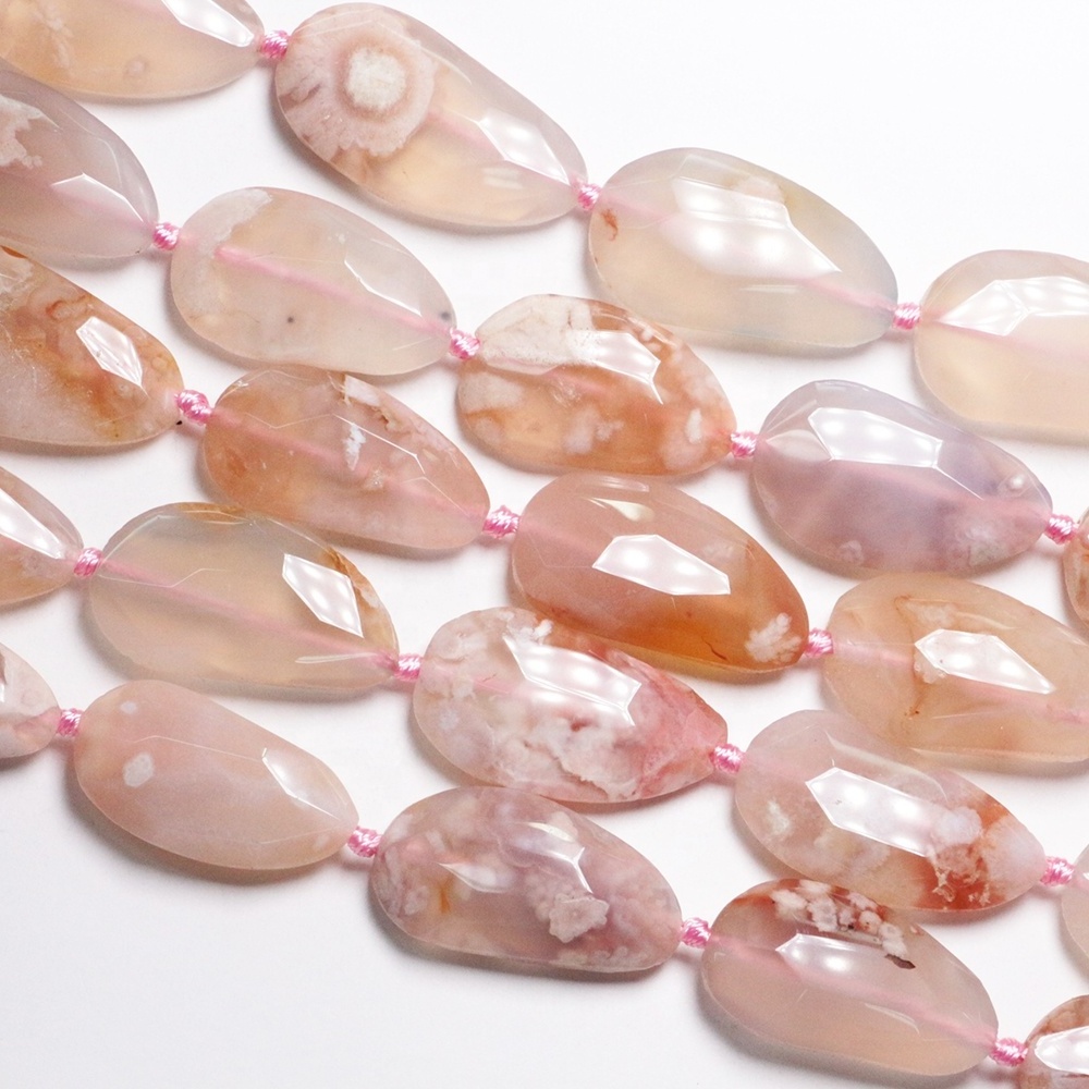 LS-A1089 natural gemstone loose beads sakura slab pendant beads strands Nature Stone Center Drilled Pendant Beads