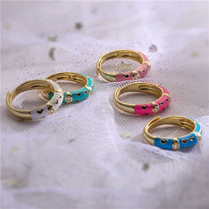 LS- B5049 Beautiful hoop adjustable finger ring jewelry   colorful enamel ring 18k gold ring women fashion