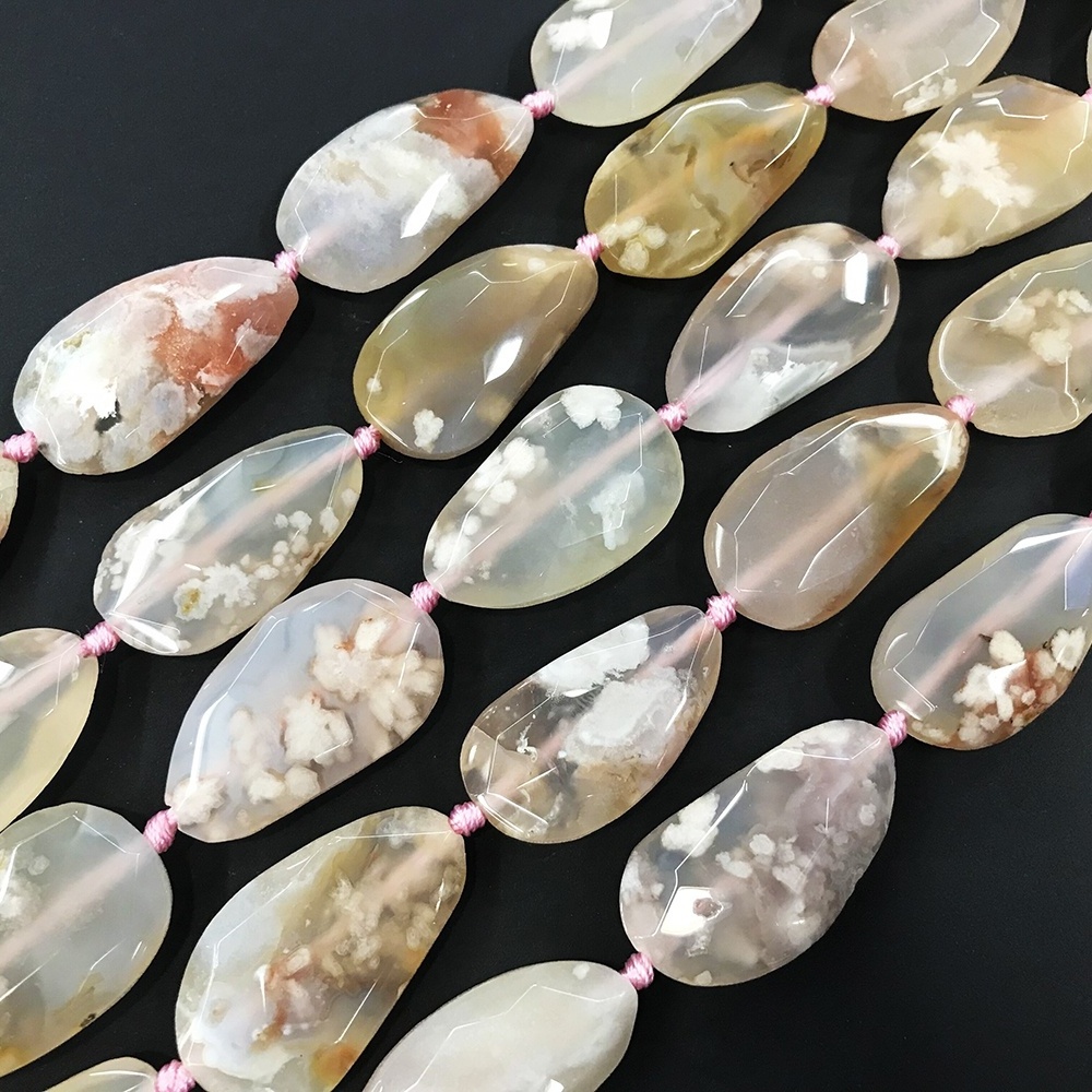 LS-A1089 natural gemstone loose beads sakura slab pendant beads strands Nature Stone Center Drilled Pendant Beads