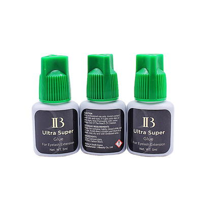 Long lasting i-beauty Korea original eyelash extension IB Ultra Super glue green cap 2s drying black OEM ODM IB eyelash glue 5ml