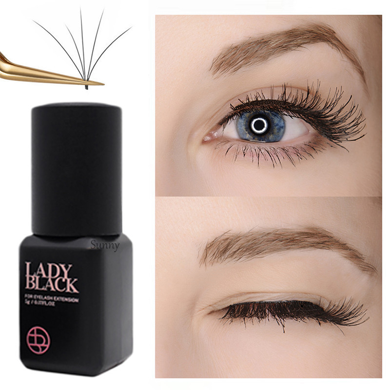 Popular Eyelash Extension Glue Professional Sensitive Black Lady Glue With Private Label 5ml Black Sensitive Adhesive fast dry