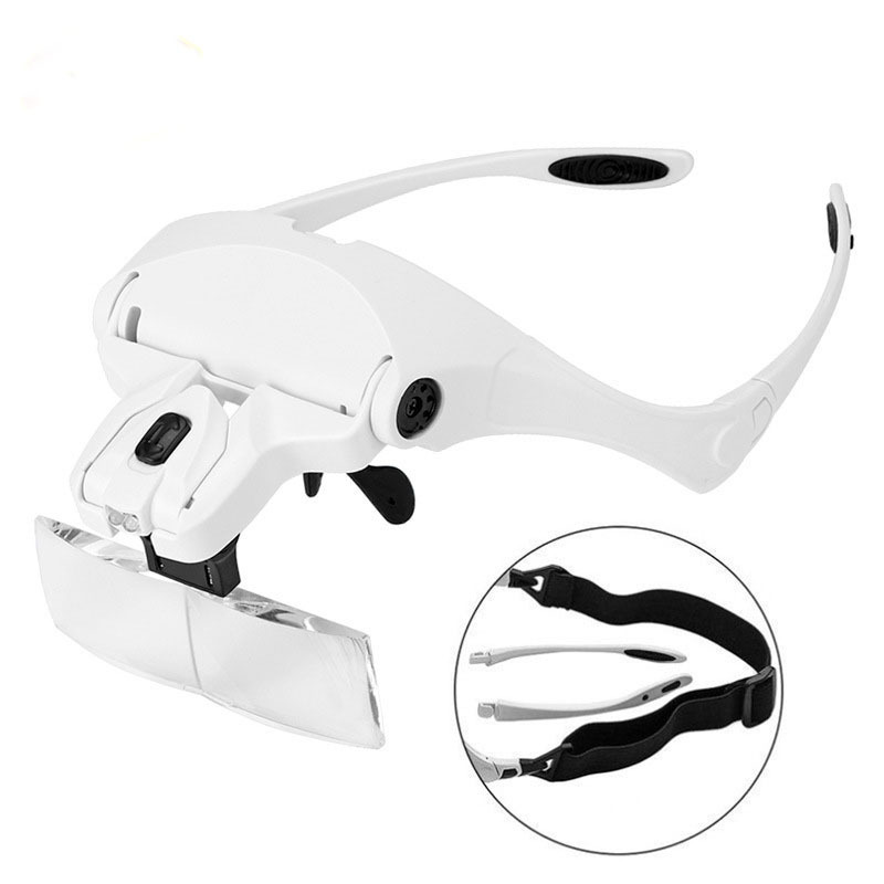 Magnifying Glasses LED Light Lamp Head Loupe Jeweler Headband Magnifier Eye Glasses Optical Glass Tool Repair Reading Magnifier