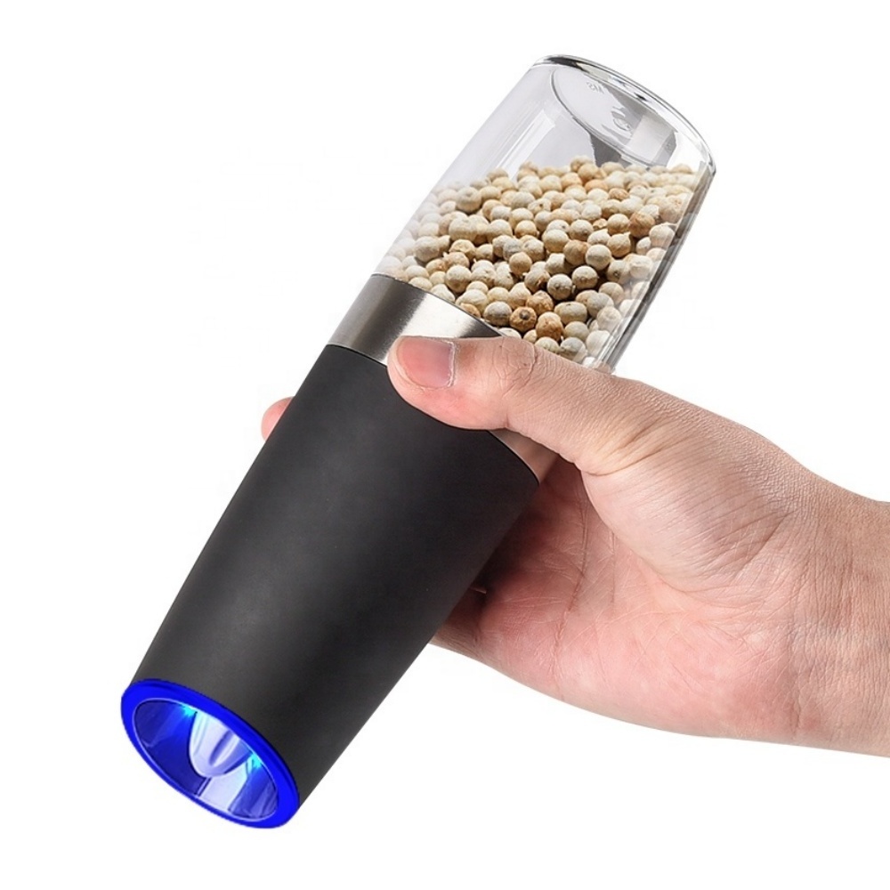 Gravity Electric Pepper Grinder Salt Mill Battery Operated Automatic Pepper Mill with White Light Adjustable Coarseness