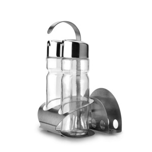 kitchen & tabletop 2pc High Quality Stainless Steel Olive Oil Spice Jar Dispenser Glass Storage Organizer Condiment Container