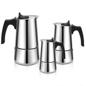 Custom Logo 3/6 Cup Outdoor Camping Moka Pot Stove Top Espresso Coffee Make  Mocha Coffee Pot