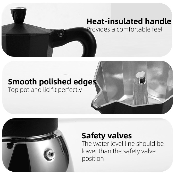 Stovetop Aluminium Moka Pot Stainless Steel Espresso Machine Coffee Maker