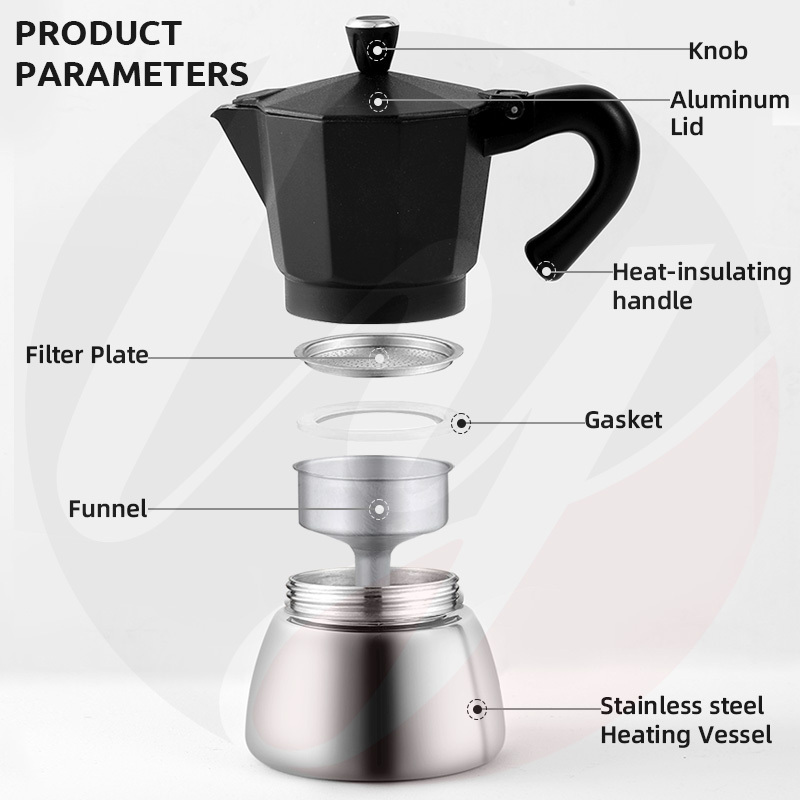 Stovetop Aluminium Moka Pot Stainless Steel Espresso Machine Coffee Maker