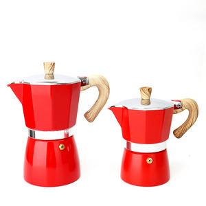 Stovetop 6 cups 15oz/9 cup red aluminum espresso coffee makers moka pots