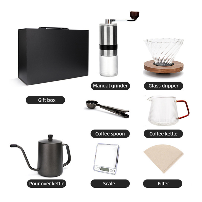 Customized Coffee Table Set Hand Dripper Coffee Maker Pour Over Set With Coffee Spoon Clamp And Timer Scale